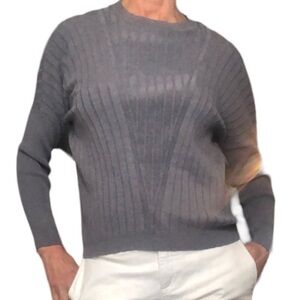 Yest gray blue ribbed slouchy crew neck pullover size 10 size large